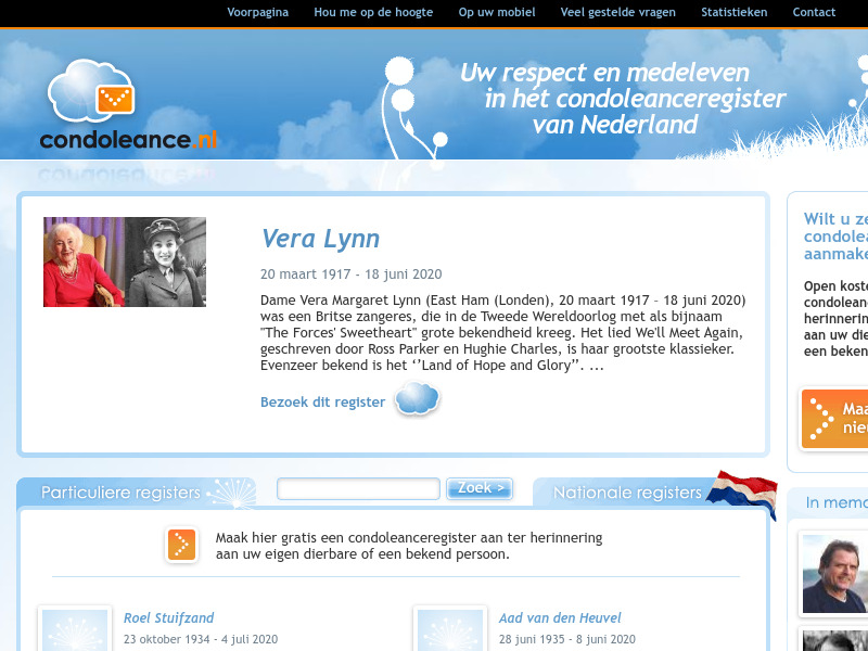Screenshot van website
