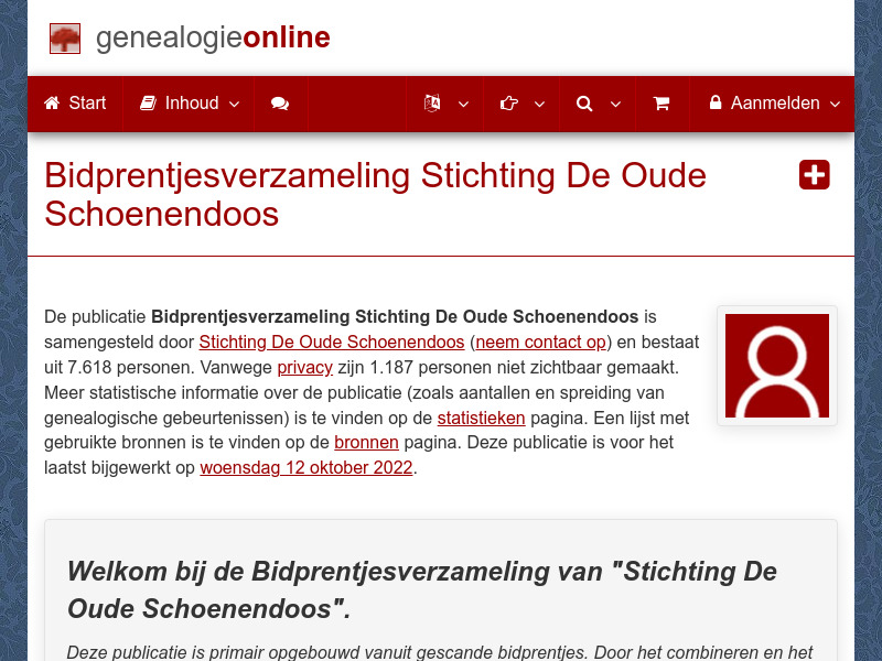 Screenshot van website