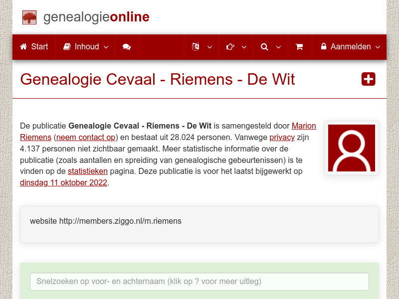 Screenshot van website