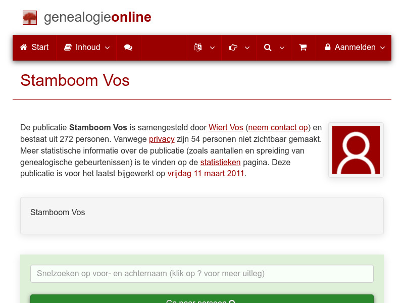 Screenshot van website