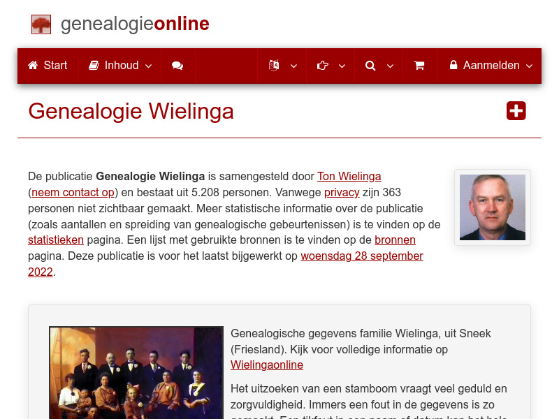 Screenshot van website