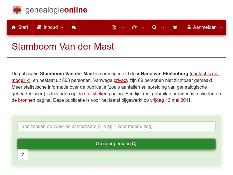Screenshot van website