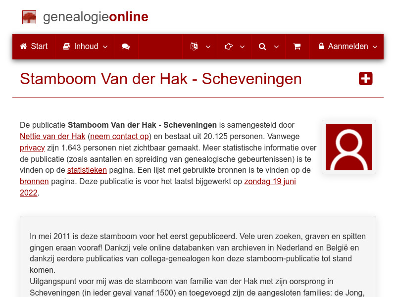 Screenshot van website