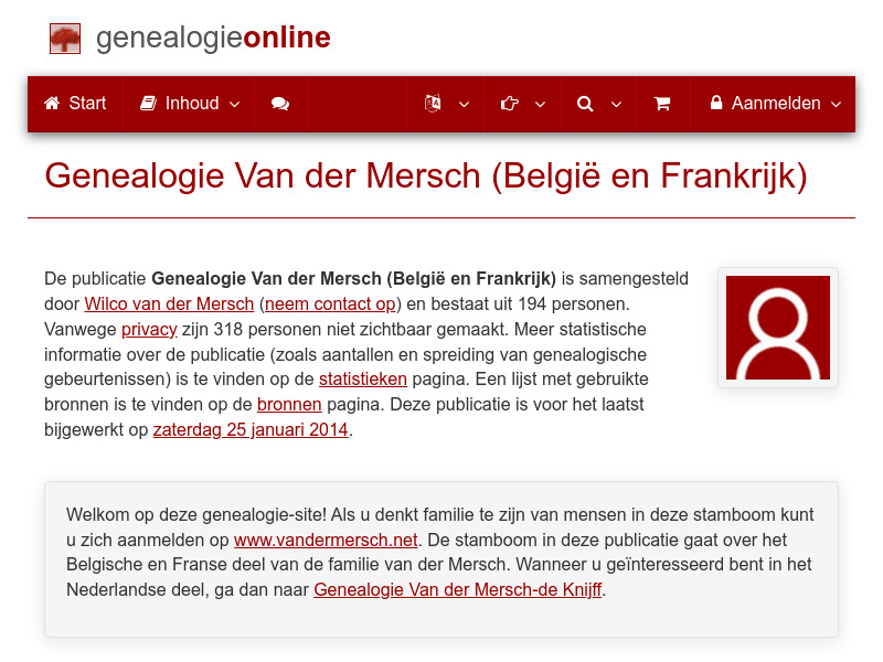 Screenshot van website