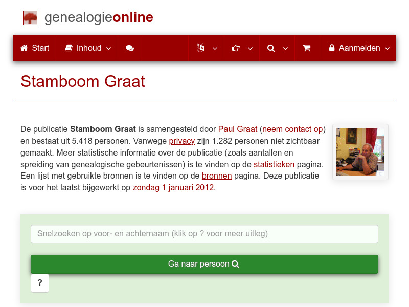 Screenshot van website