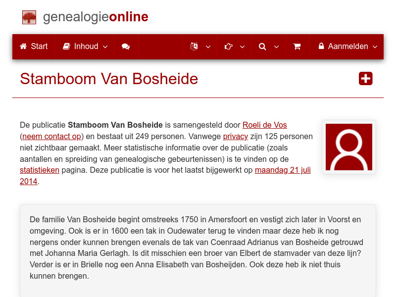 Screenshot van website