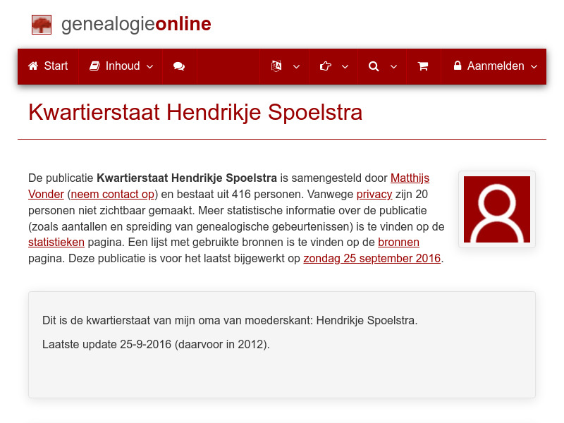 Screenshot van website