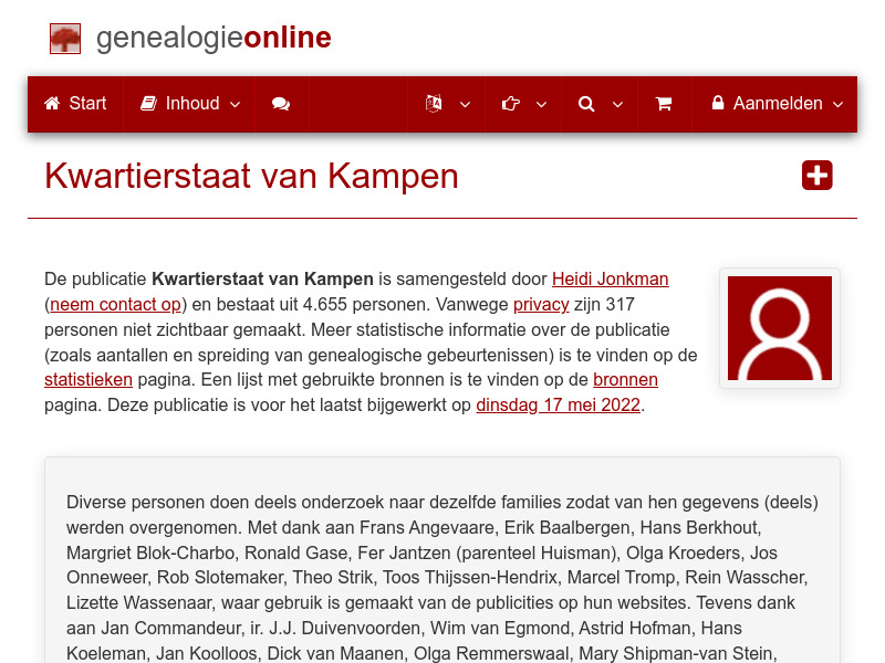 Screenshot van website