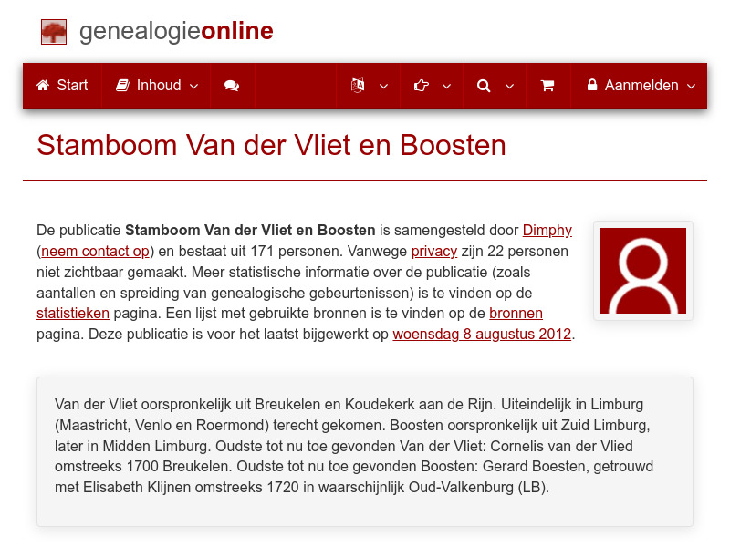 Screenshot van website