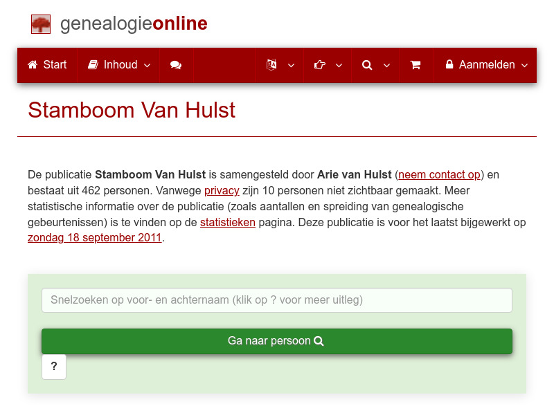Screenshot van website