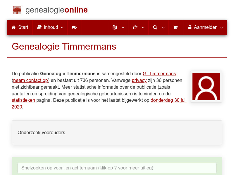 Screenshot van website