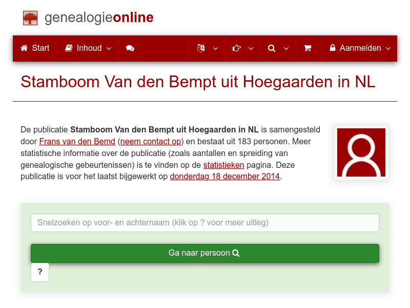 Screenshot van website