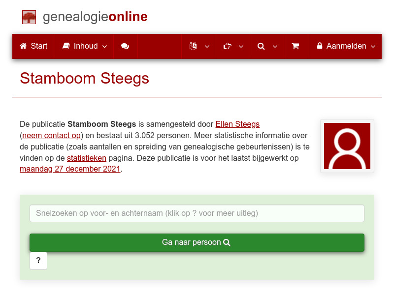 Screenshot van website