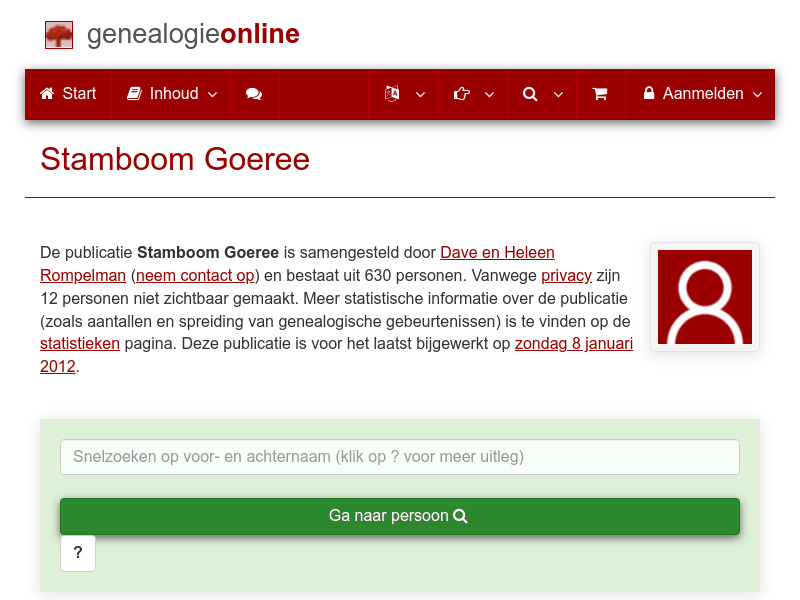 Screenshot van website