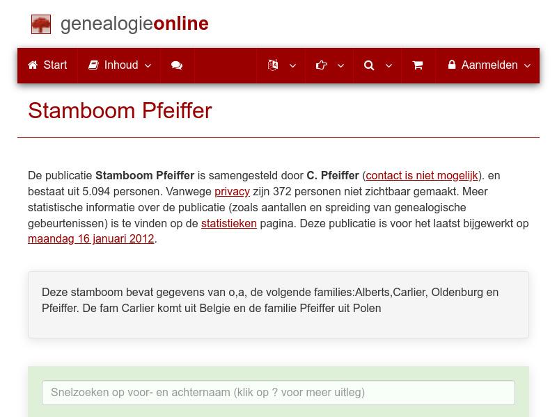 Screenshot van website