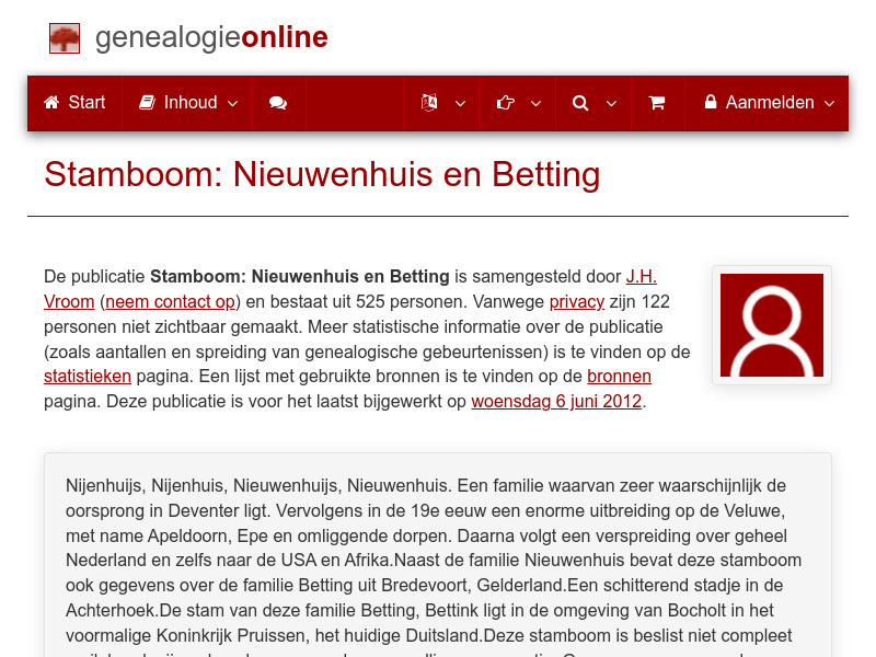Screenshot van website
