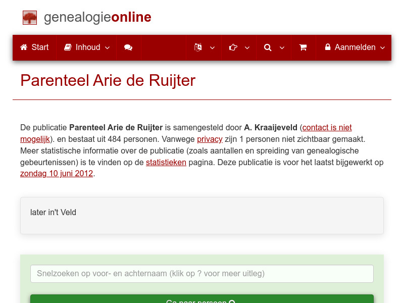 Screenshot van website