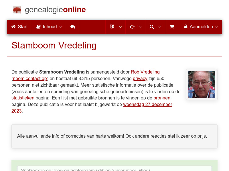 Screenshot van website