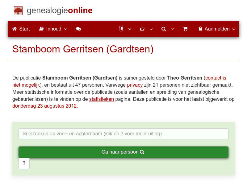 Screenshot van website