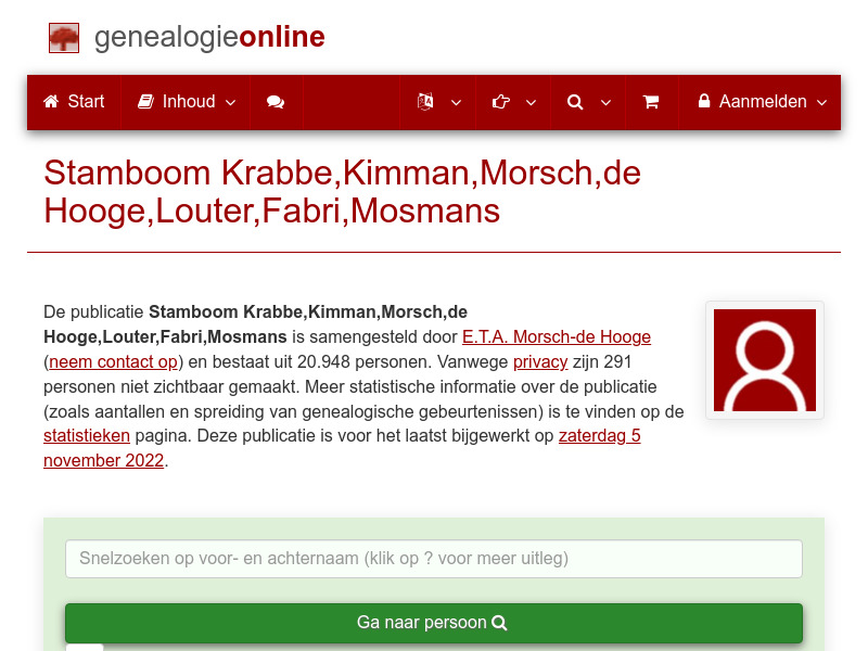 Screenshot van website