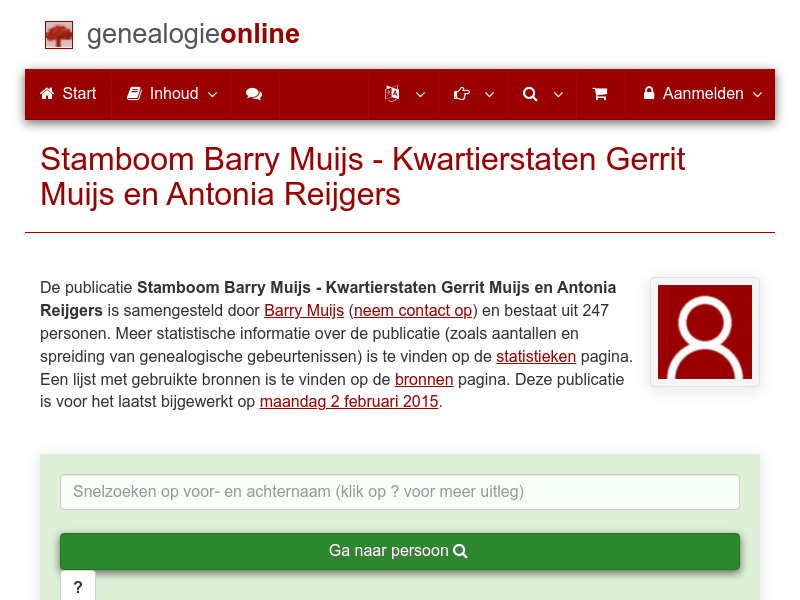 Screenshot van website