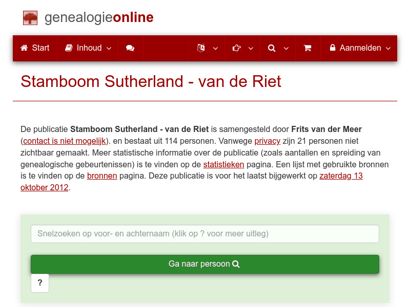 Screenshot van website