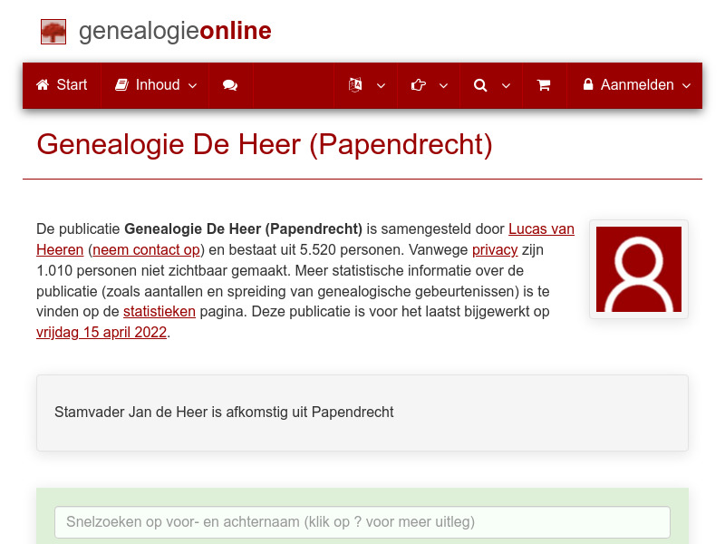 Screenshot van website