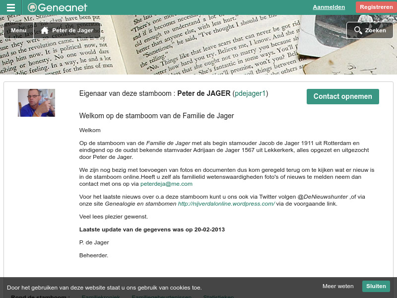 Screenshot van website