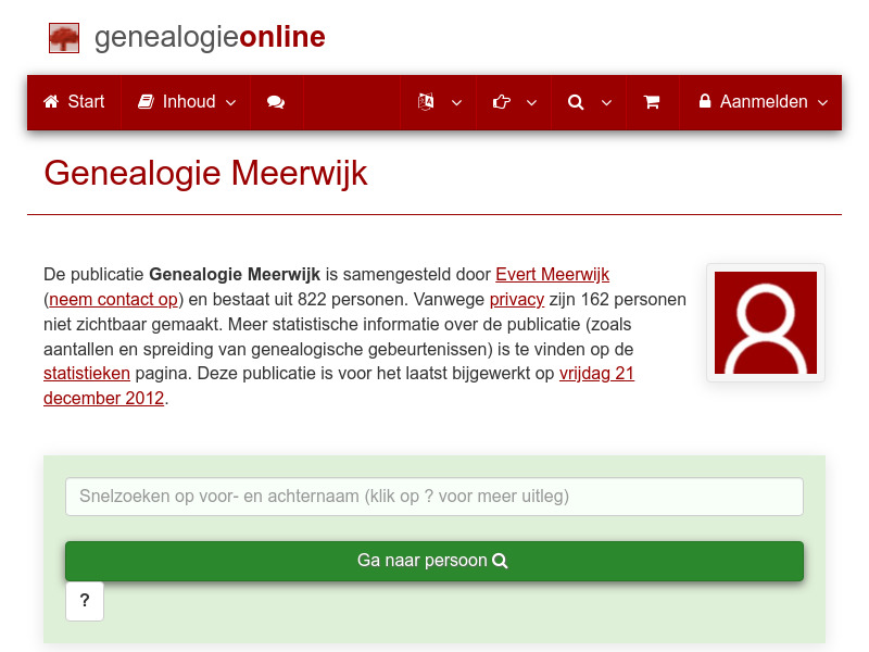 Screenshot van website