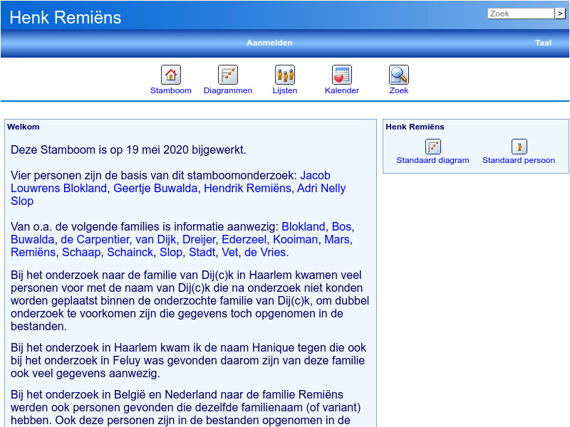 Screenshot van website