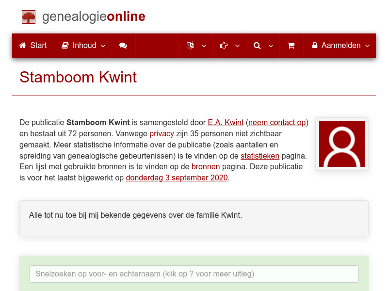 Screenshot van website