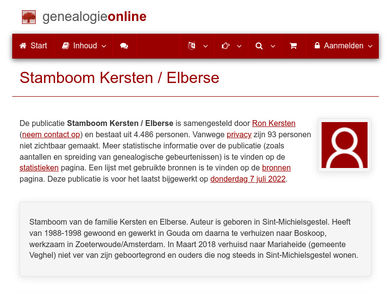Screenshot van website