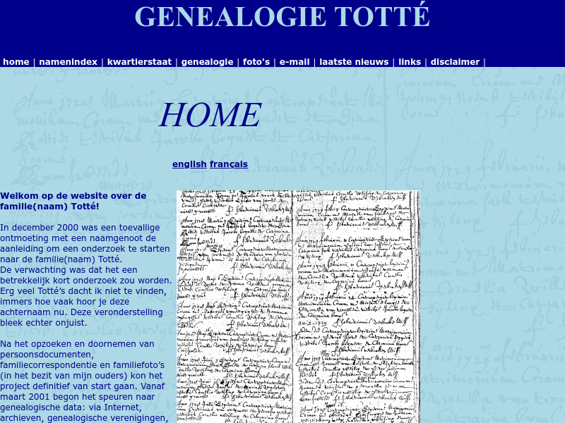 Screenshot van website