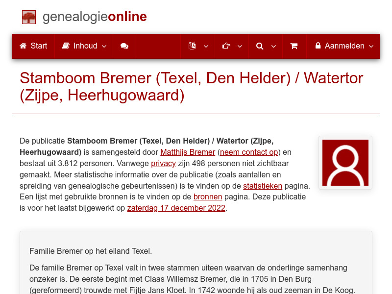 Screenshot van website