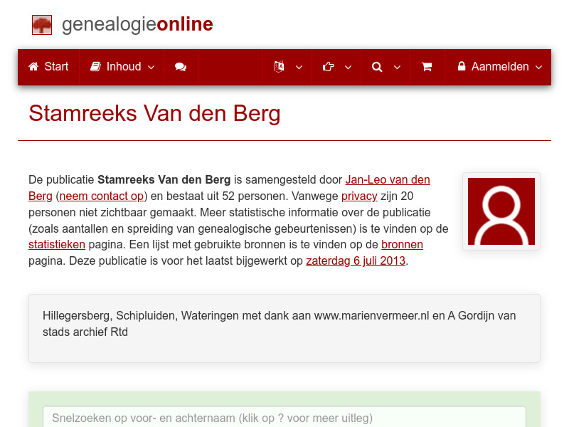 Screenshot van website