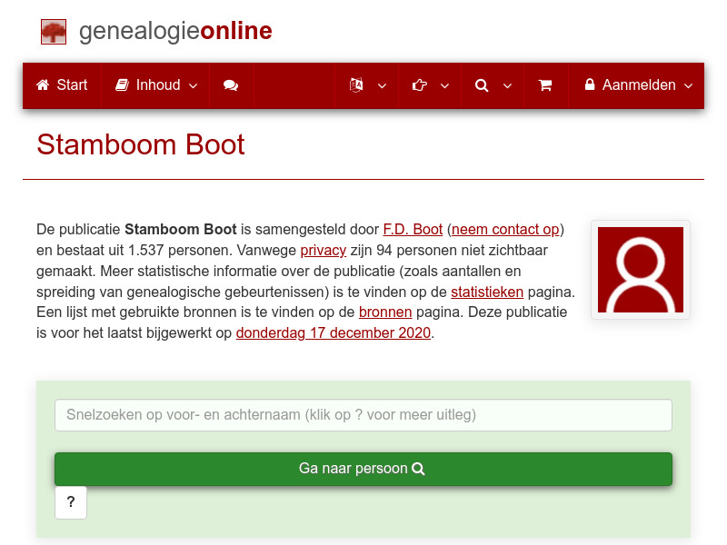Screenshot van website