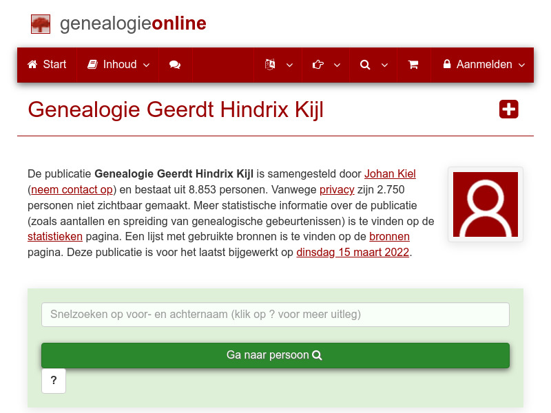 Screenshot van website