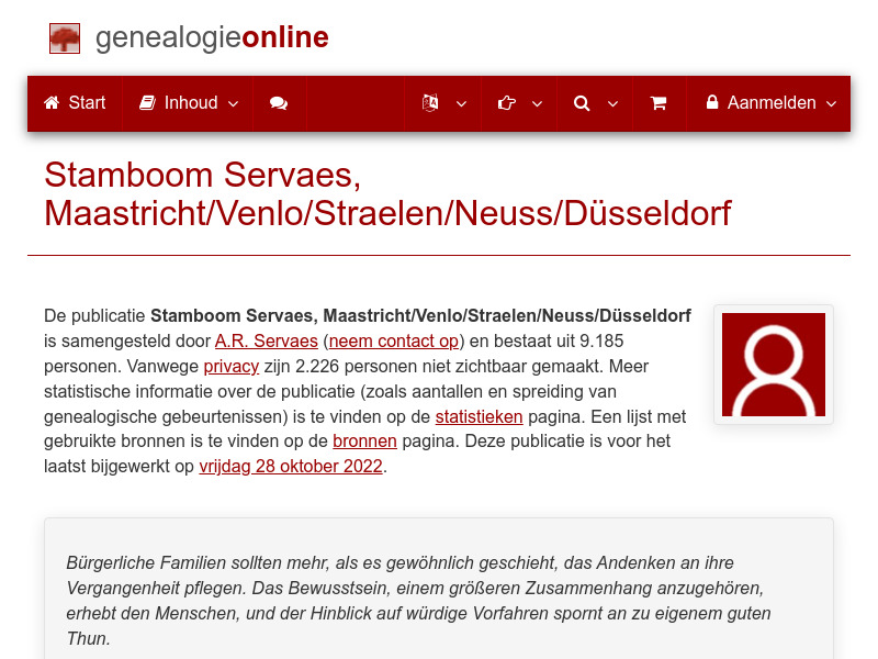 Screenshot van website