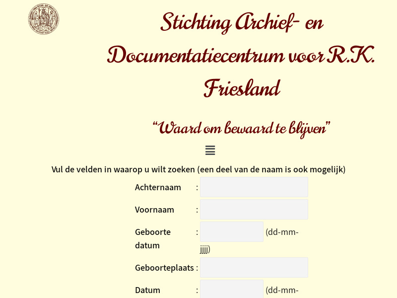 Screenshot van website