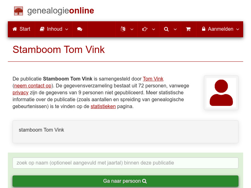 Screenshot van website