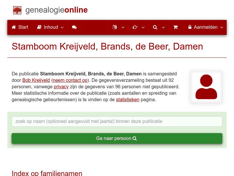 Screenshot van website