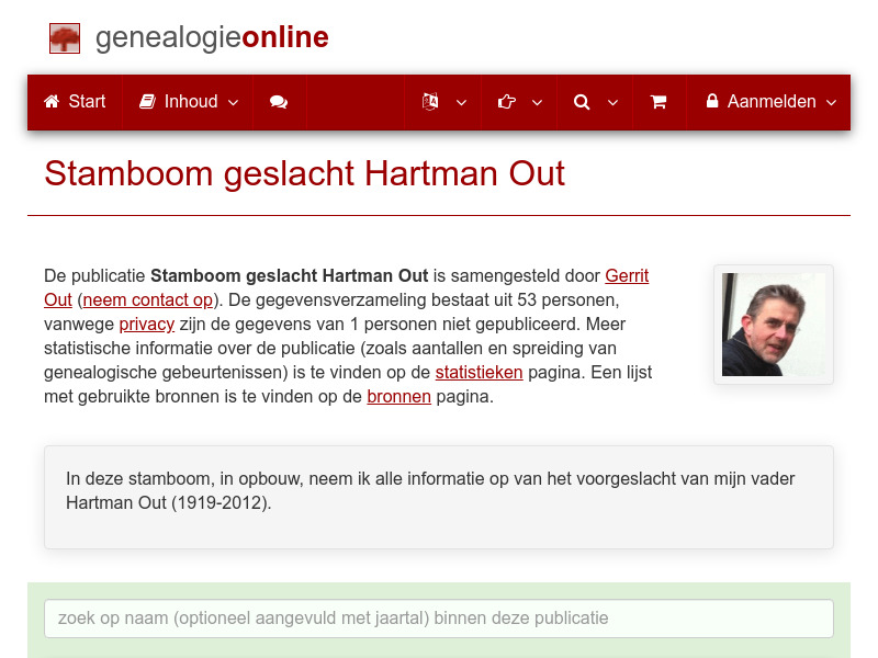 Screenshot van website