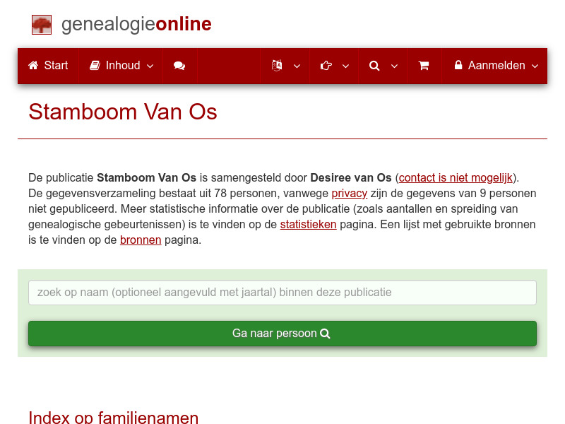 Screenshot van website