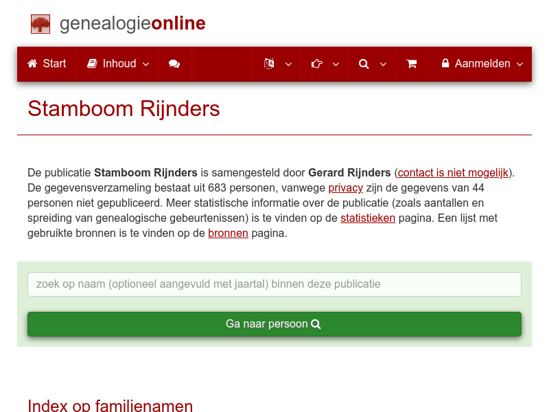 Screenshot van website