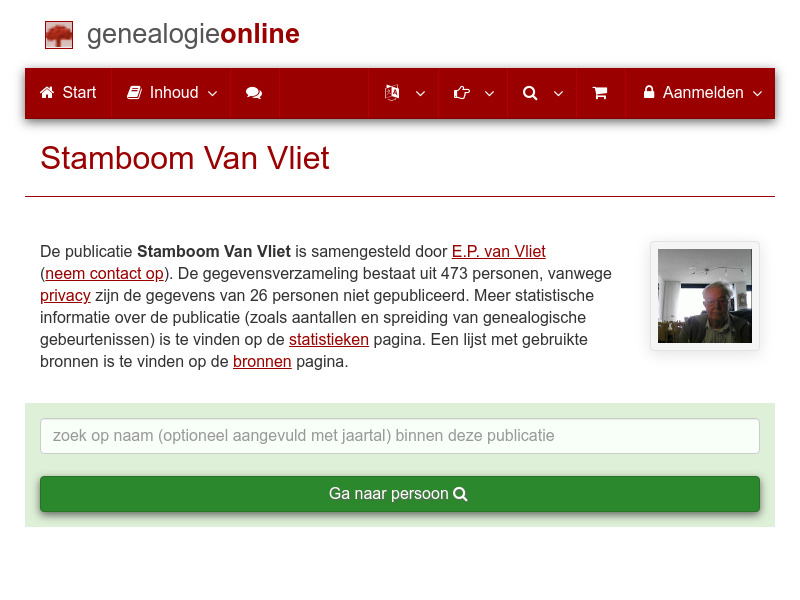 Screenshot van website