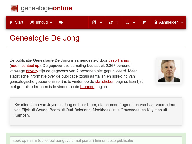 Screenshot van website