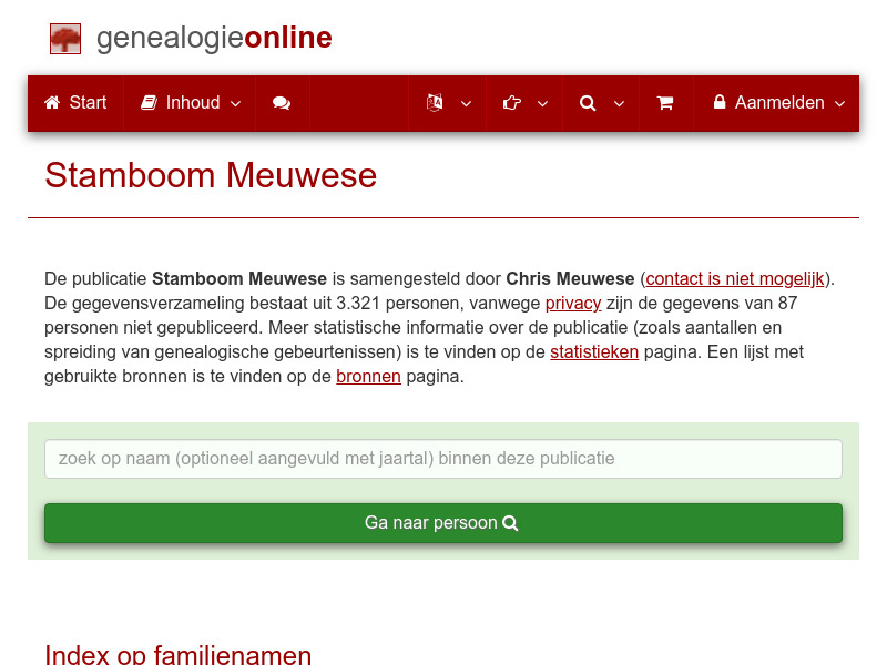 Screenshot van website