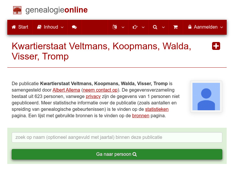 Screenshot van website