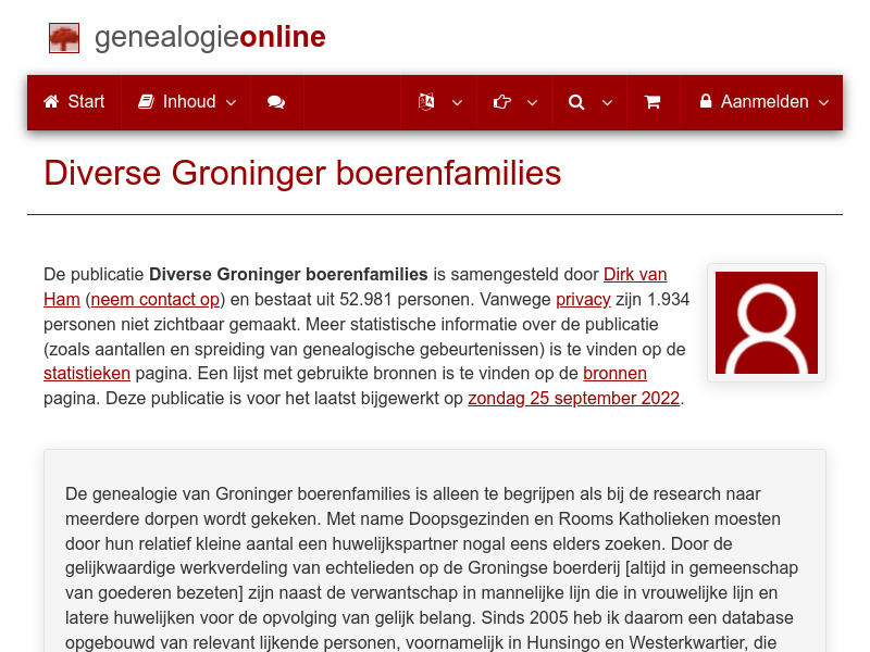 Screenshot van website