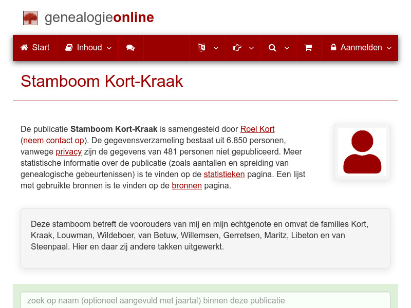 Screenshot van website